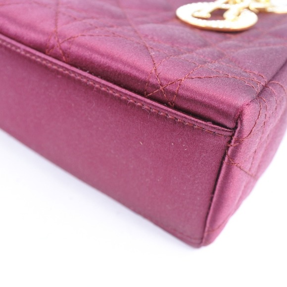 Christian Dior Lady Dior Mini Satin Plastic Handbag Bordeaux - Picture 6 of 7